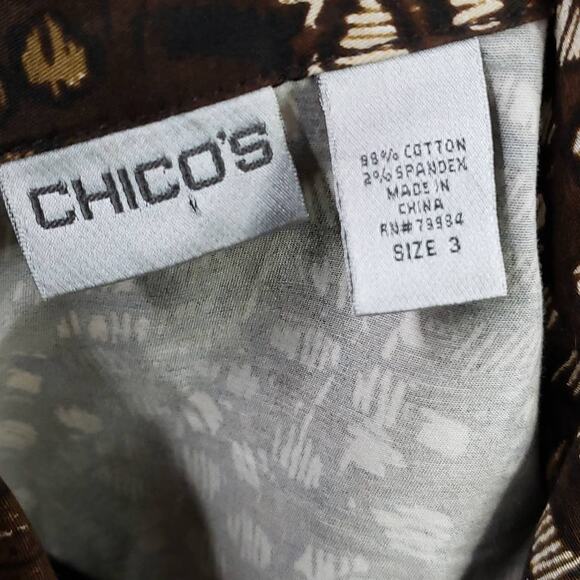 Chico's Sz 3 Brown Animal Print Stretch Cotton Jacket Chico's Sz XL 16 - Picture 12 of 14